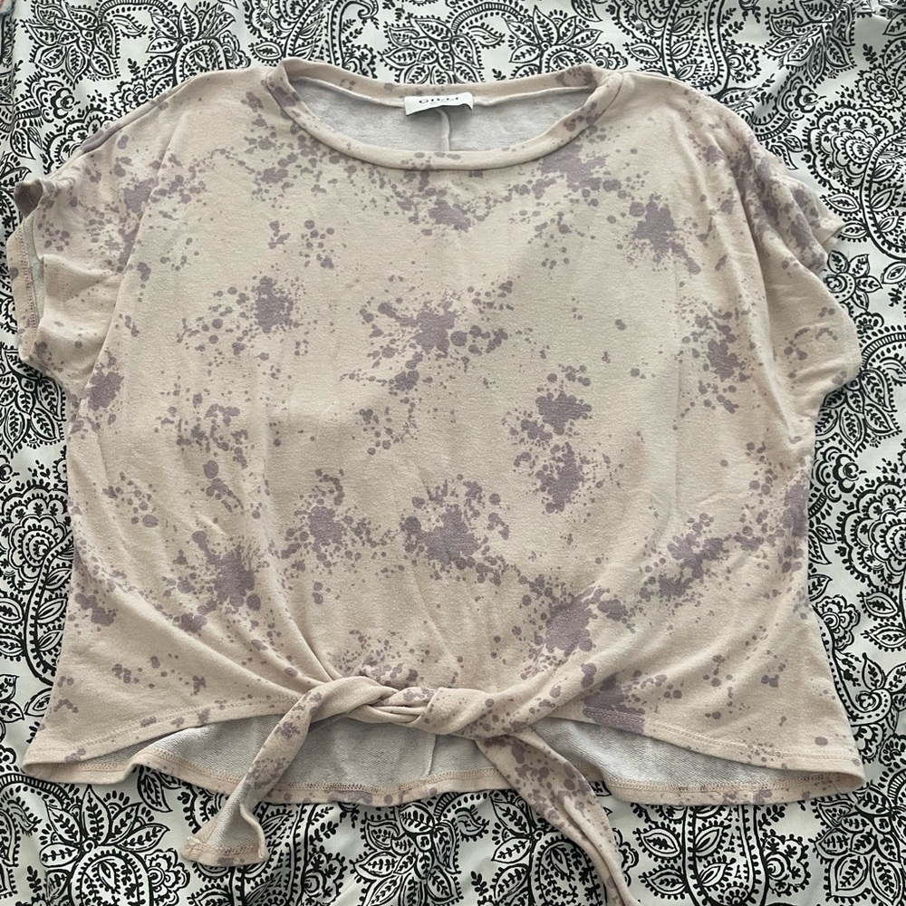 Gilli Cream Tie Front Relaxed T-Shirt